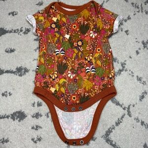 Target X Latino Heritage Month Brown Floral Boho Print Short Sleeve Onesie